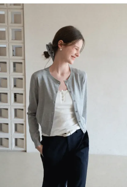 Lightweight Knit Cardigan with Button Front