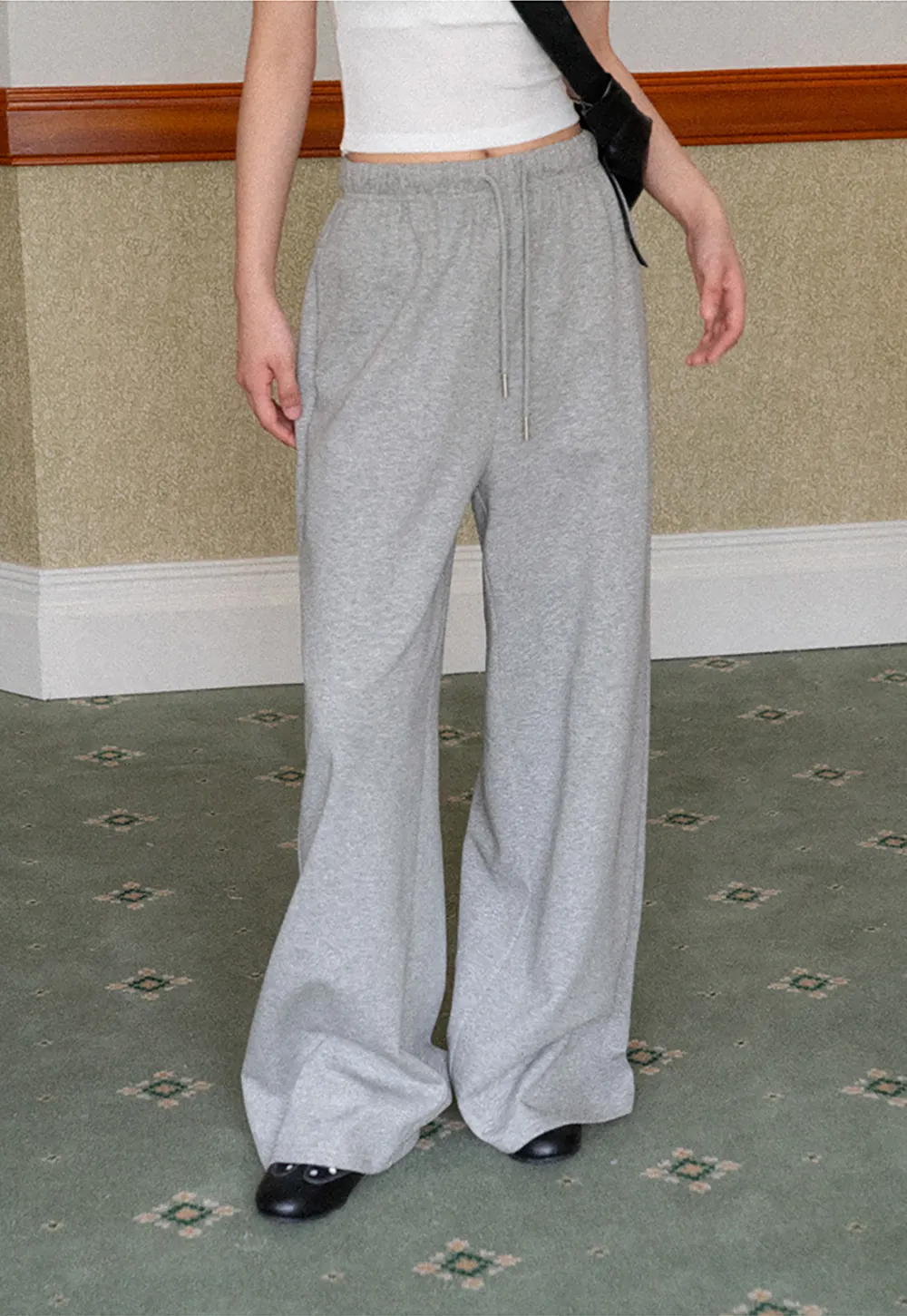 Wide Leg Drawstring Waist Casual Pants