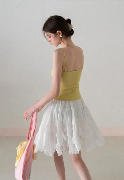 V neck thin strap fitted tank top