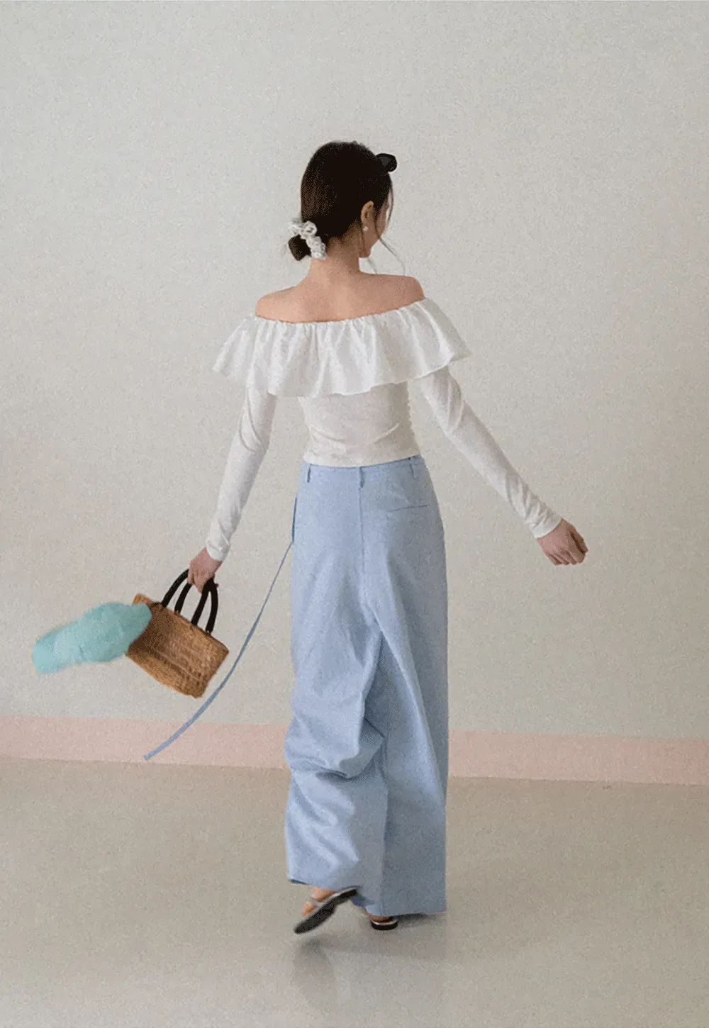 Wide Leg Pleated Casual Pants with Drawstring Waist
