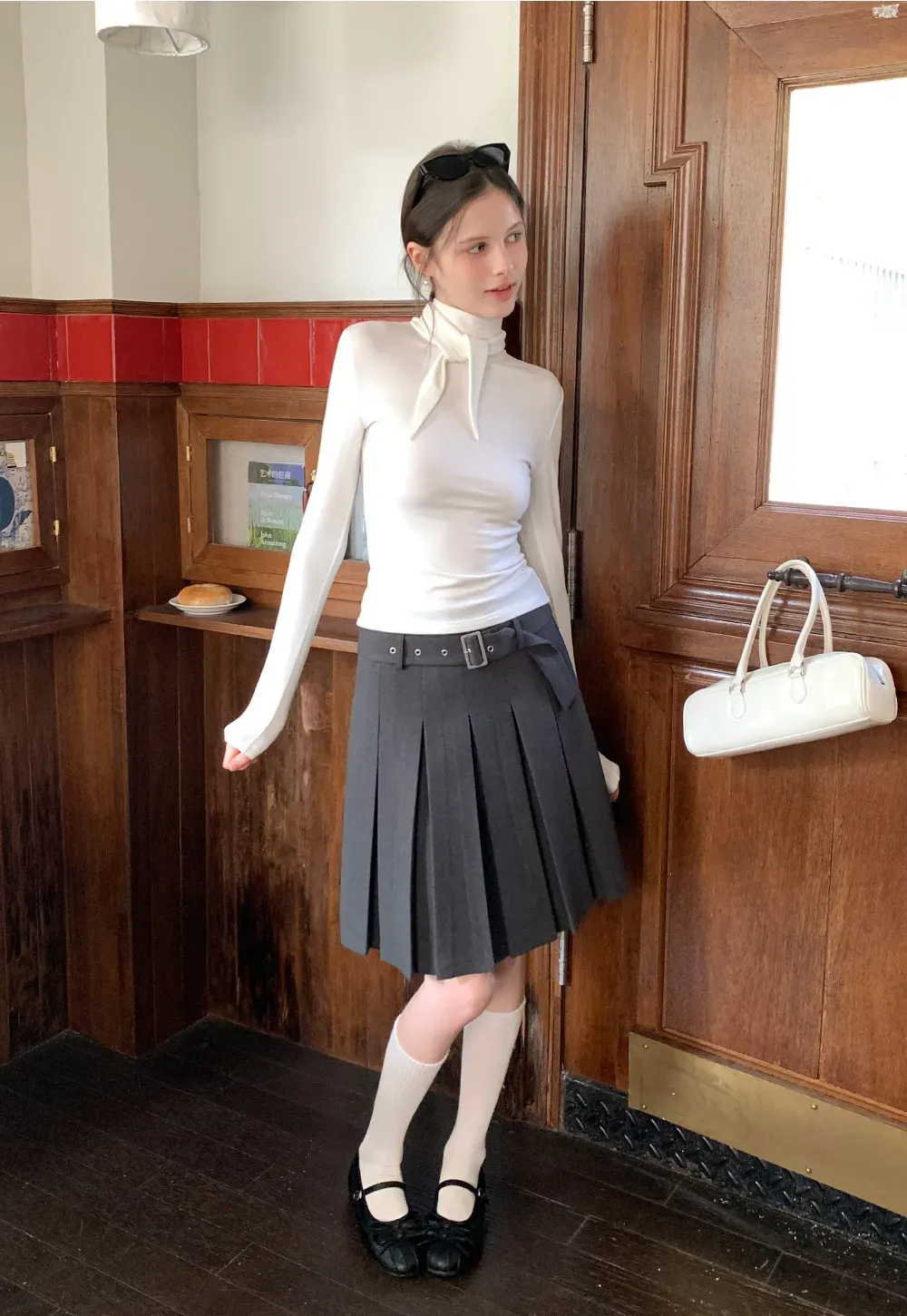 Tie Neck Long Sleeve T-Shirt Top