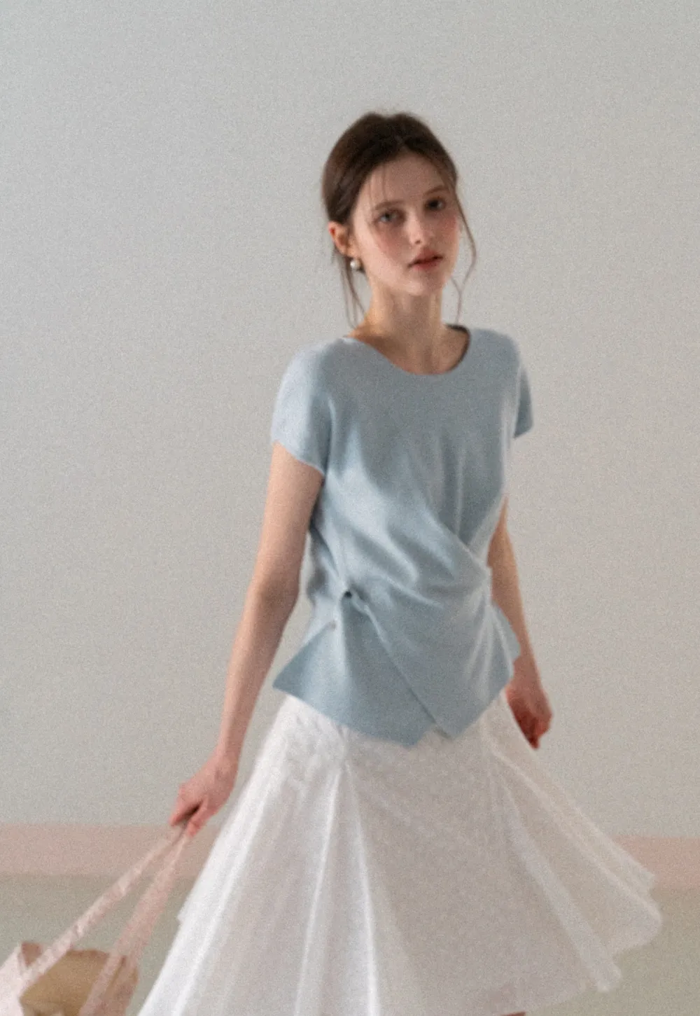 Lightweight Knit Top with Asymmetrical Hem