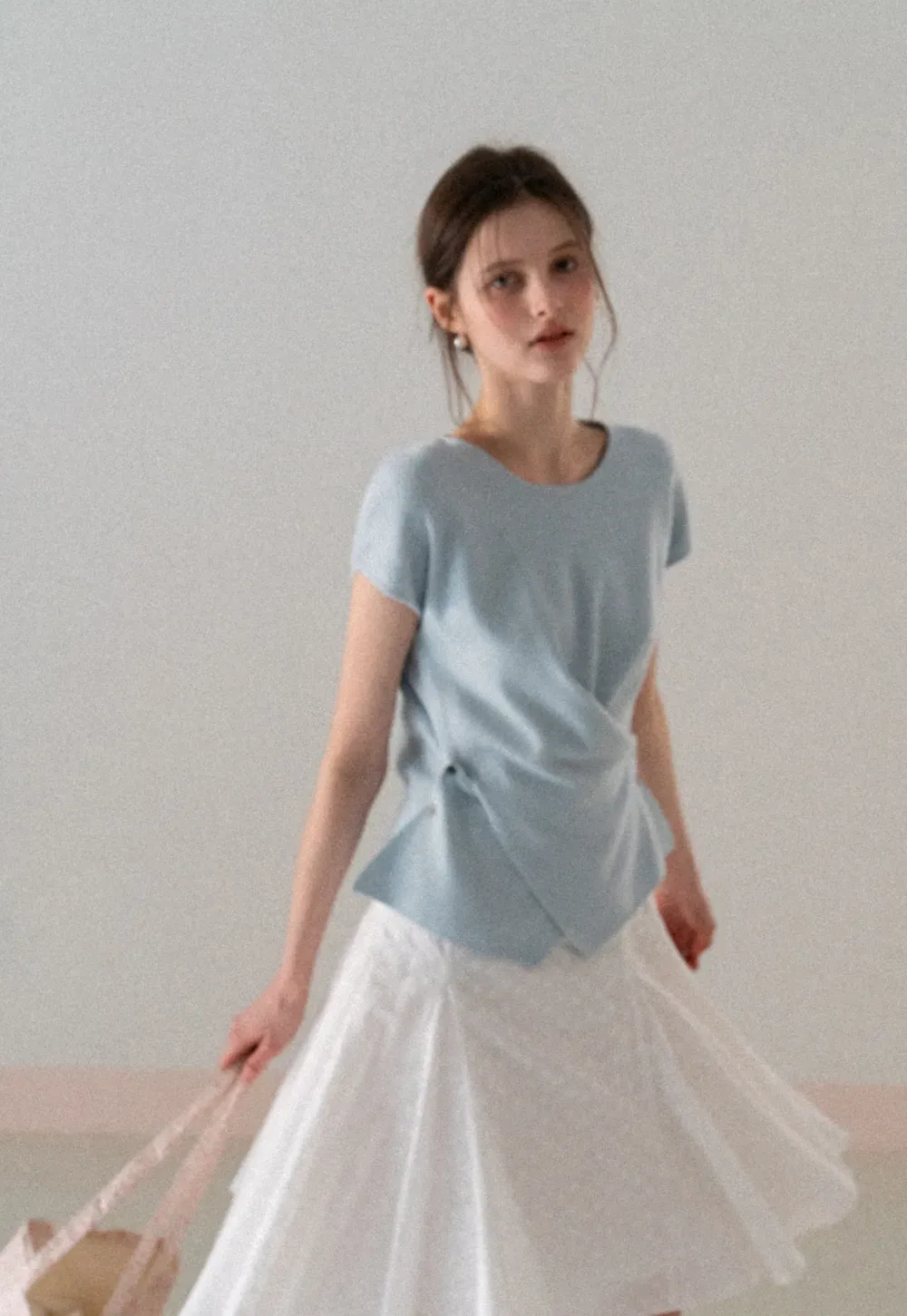 Lightweight Knit Top with Asymmetrical Hem