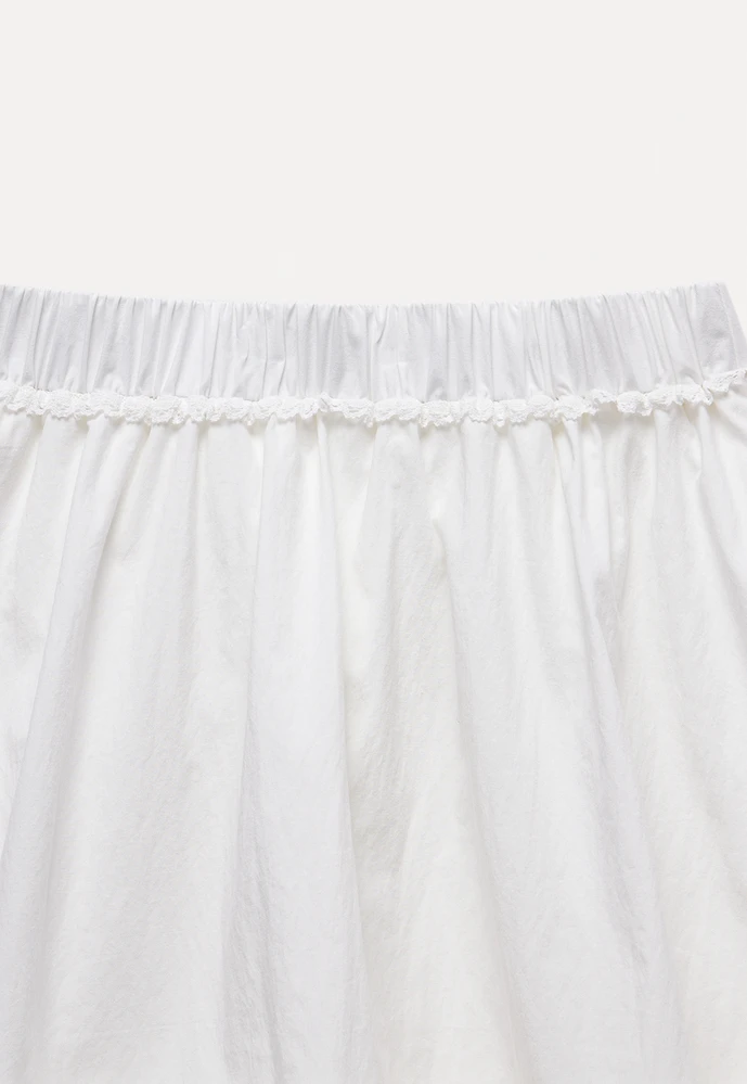 Women’s Ruffle Trim Elastic-Waist Mini Skirt
