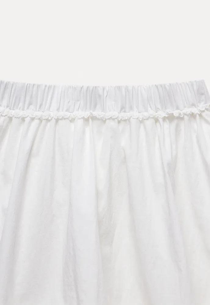 Women’s Ruffle Trim Elastic-Waist Mini Skirt