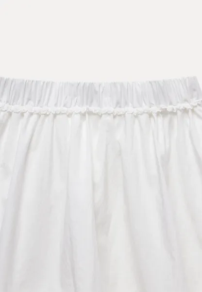 Women’s Ruffle Trim Elastic-Waist Mini Skirt