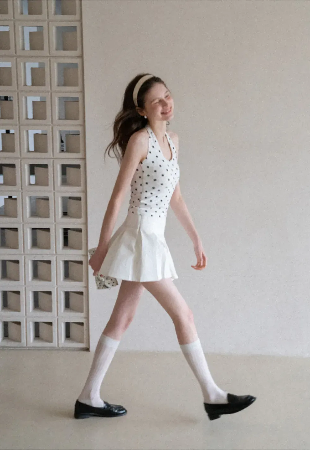 Woolen Knit Sweater and Polka Dot Tank Top