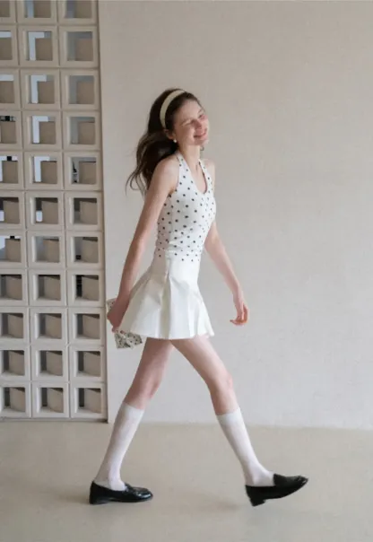 Woolen Knit Sweater and Polka Dot Tank Top