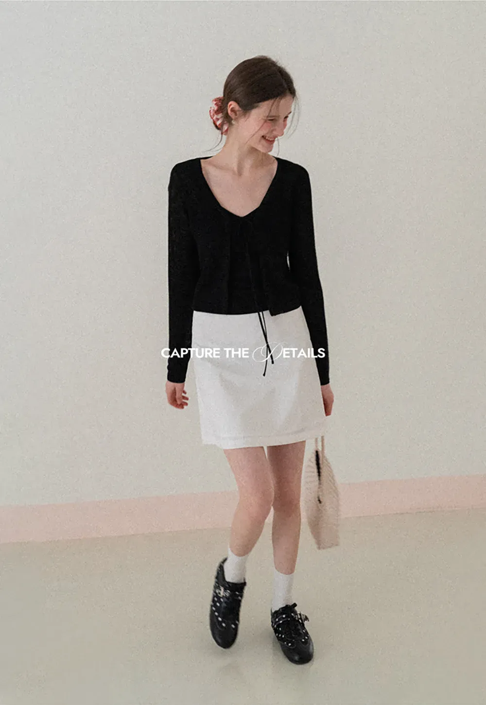 V Neck Long Sleeve Knit Cardigan with Front Tie