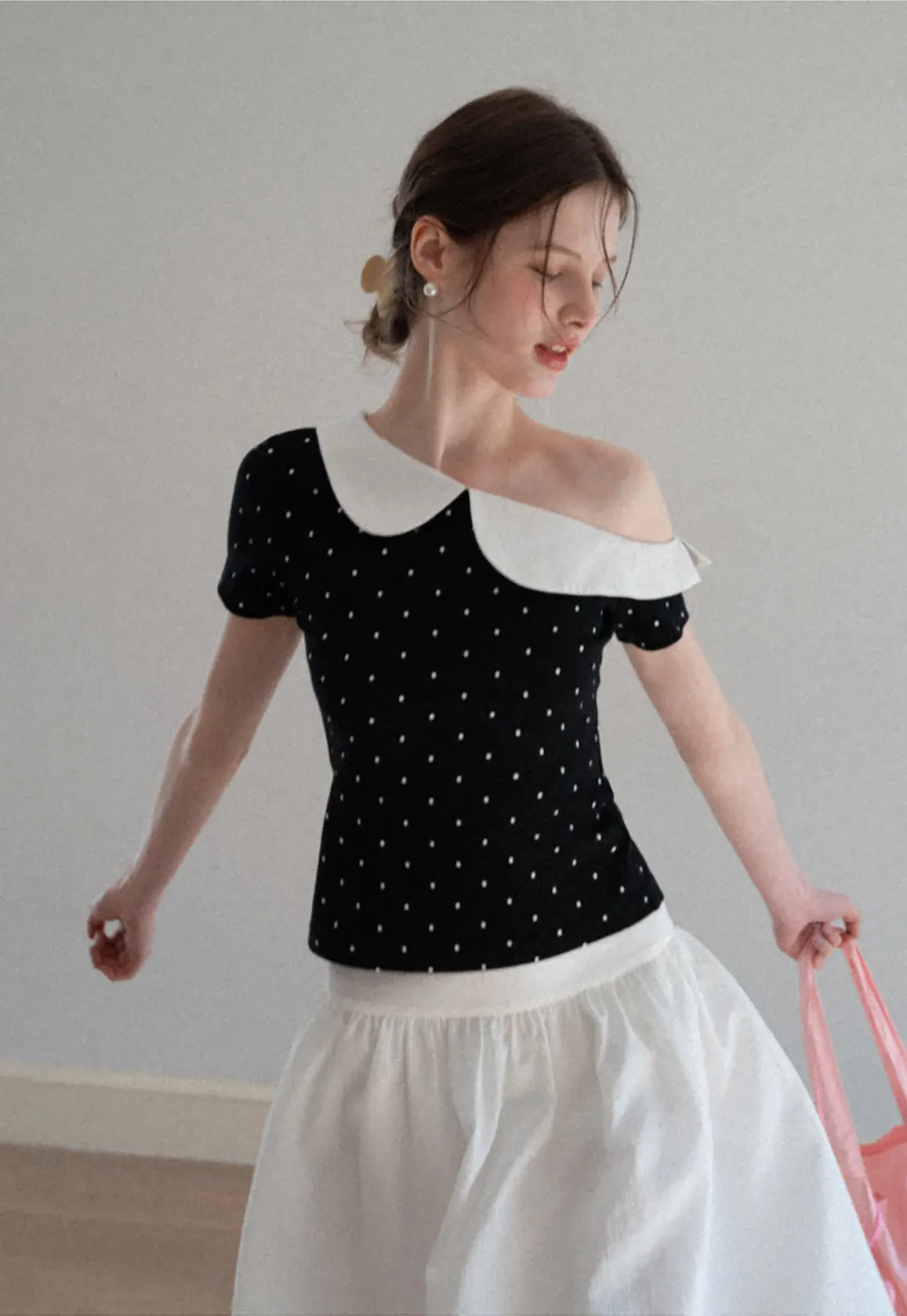 Lace Trimmed Pleated Midi Skirt