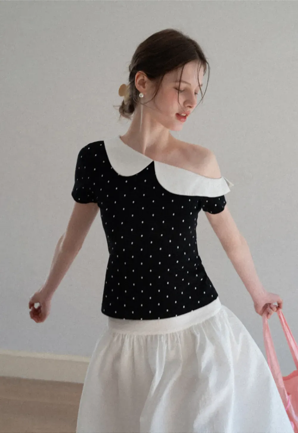 Lace Trimmed Pleated Midi Skirt