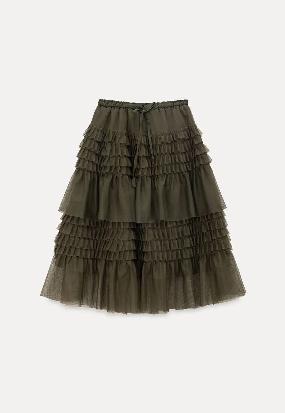 Tiered Ruffled Sheer Skirt with Drawstring Waist
