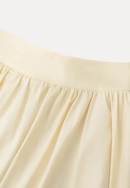 A-line pleated midi skirt with waistband