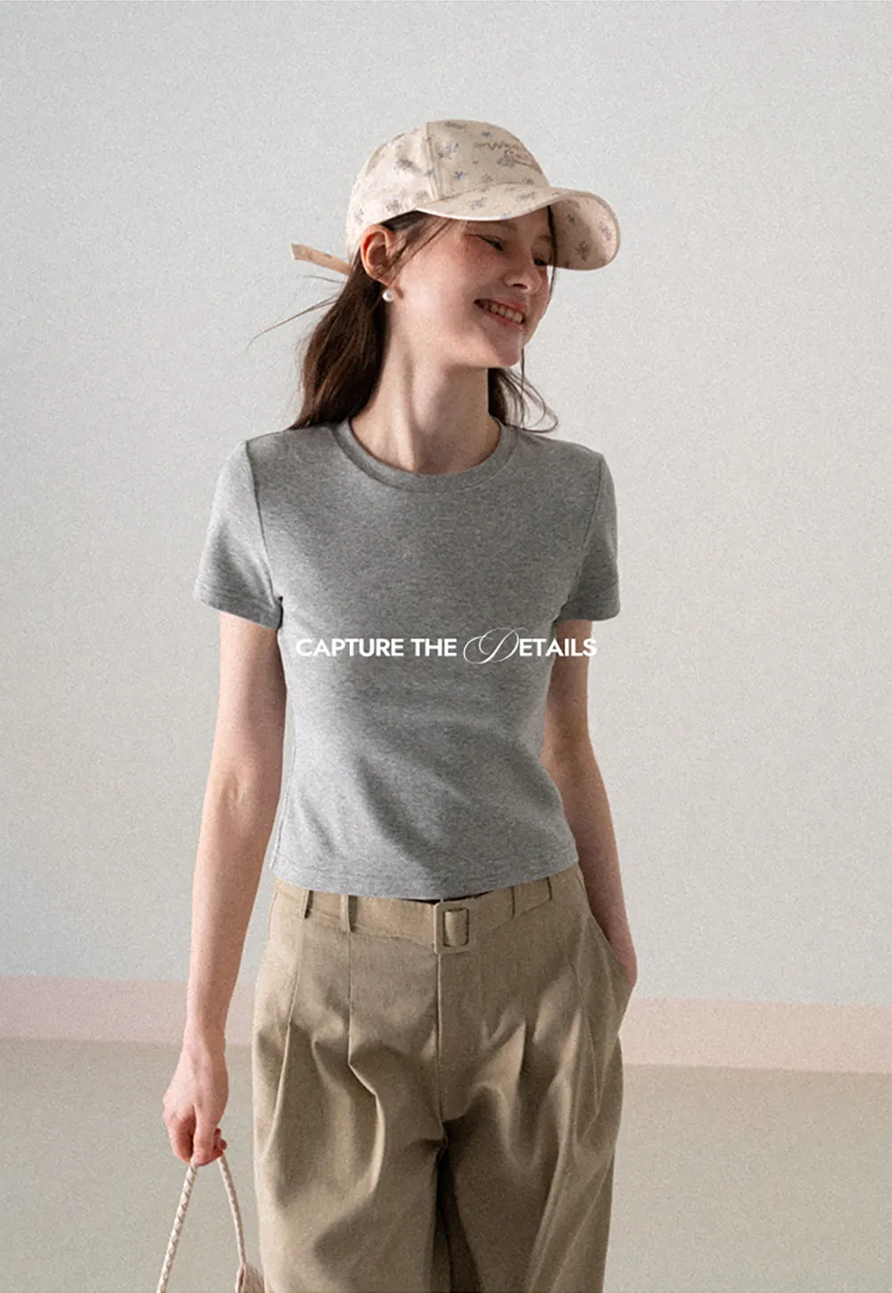 Short Sleeve Crew Neck T Shirt with Sheer Scarf Detail