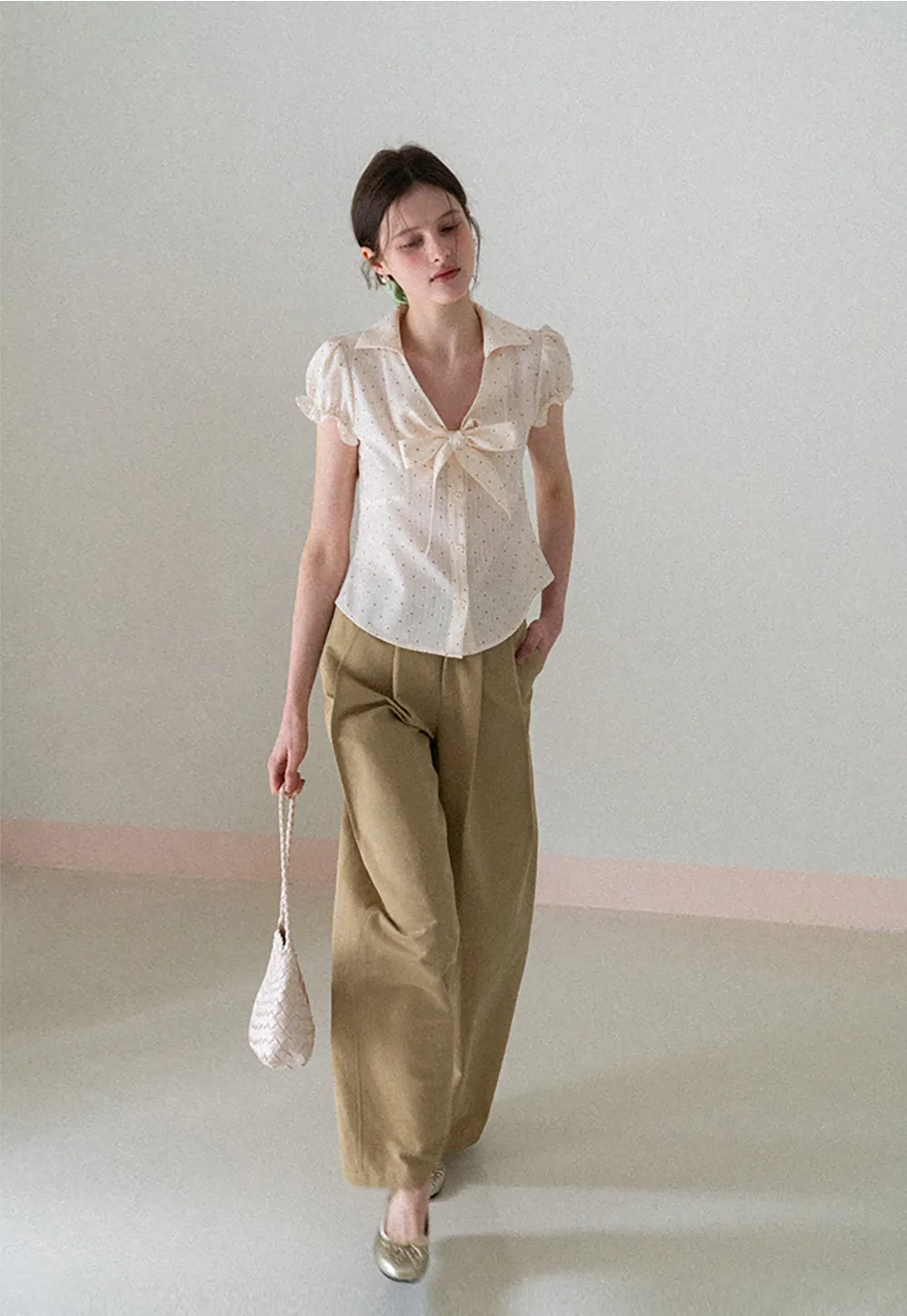 Wide Leg Pleated Casual Pants