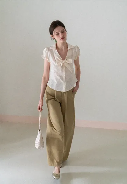 Wide Leg Pleated Casual Pants