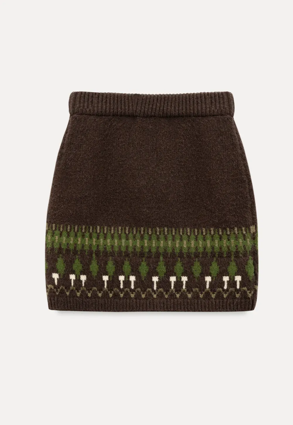 Woolen Knit Sweater and Skirt Set with Pattern Design