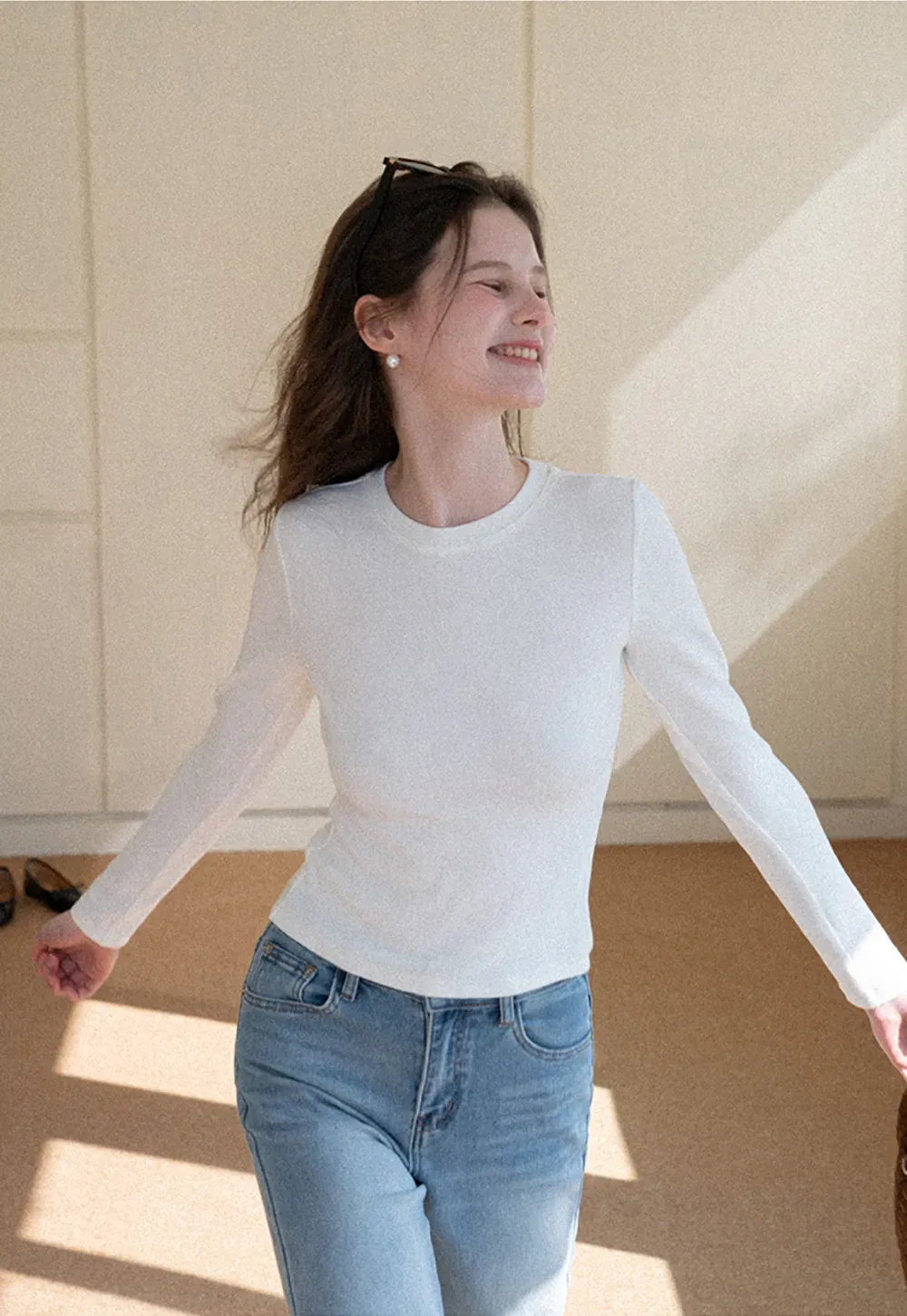 Elegant Long Sleeve Top with Neck Tie Detail