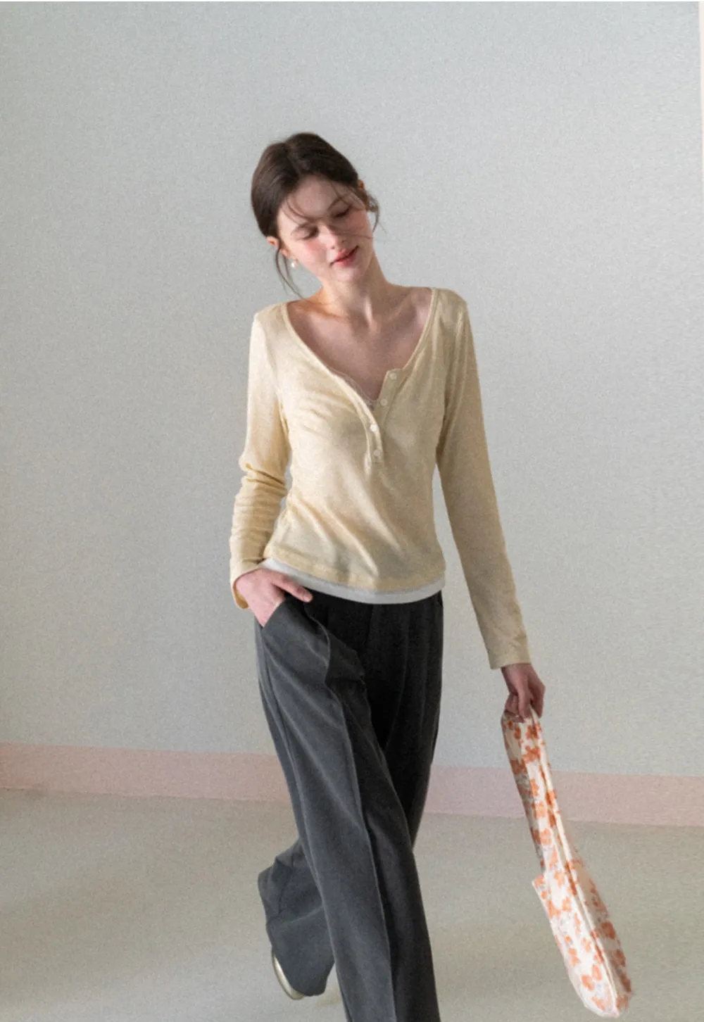 Wide Leg Casual Pants with Front Pleats