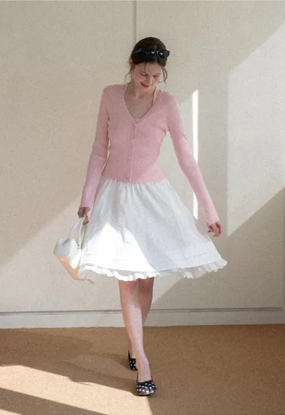 Elegant Flared Skirt with Lace Trim