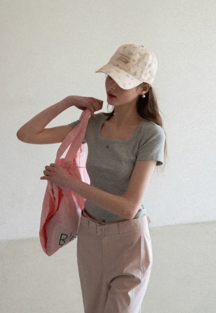 Short Sleeve Crop Top with Square Neckline