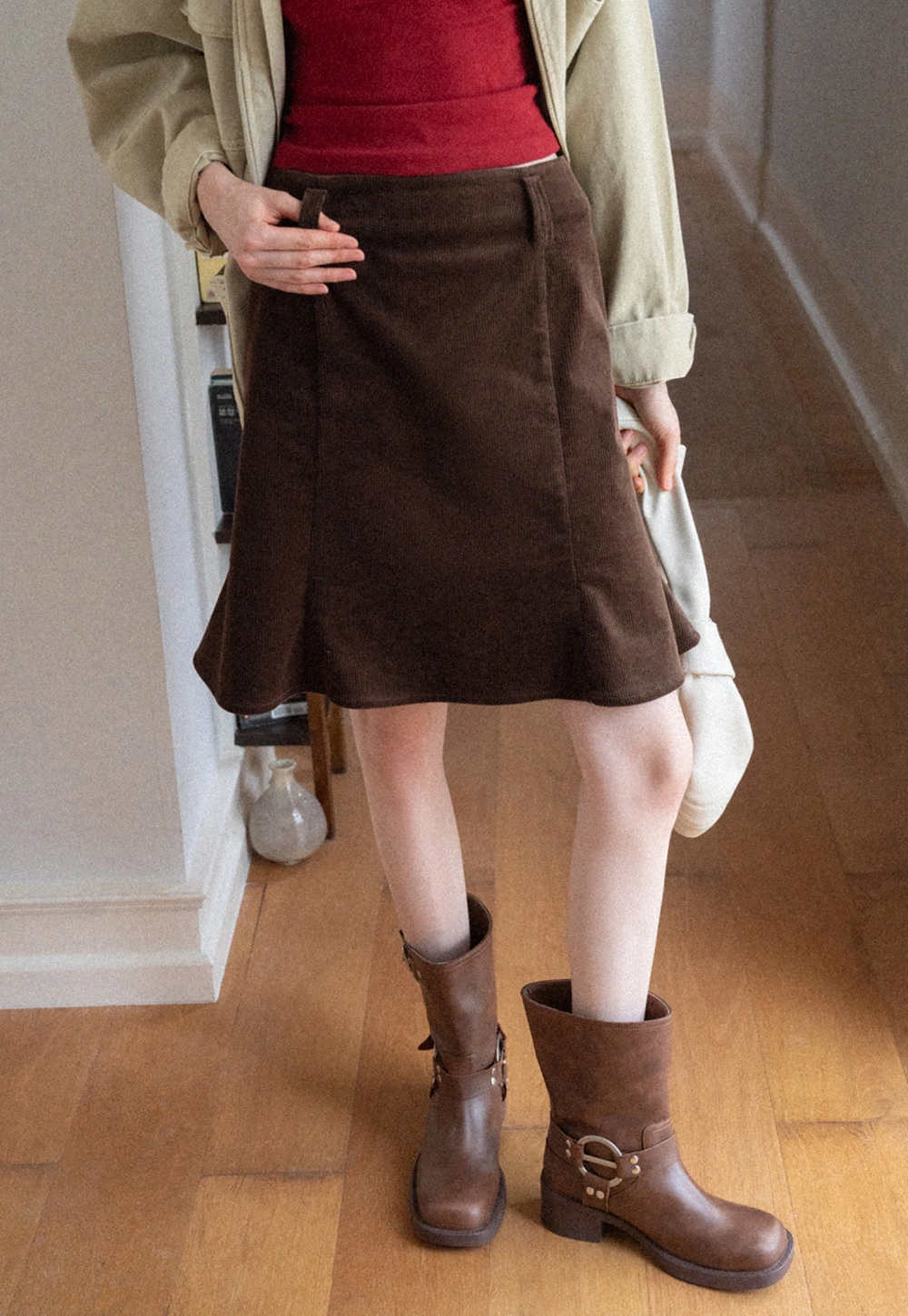 A-Line Mini Skirt for Women High Waist Faux Suede Casual Skirt