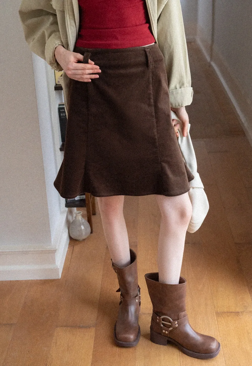 A-Line Mini Skirt for Women High Waist Faux Suede Casual Skirt