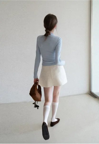 Elegant Pleated Mini Skirt with Asymmetrical Hem