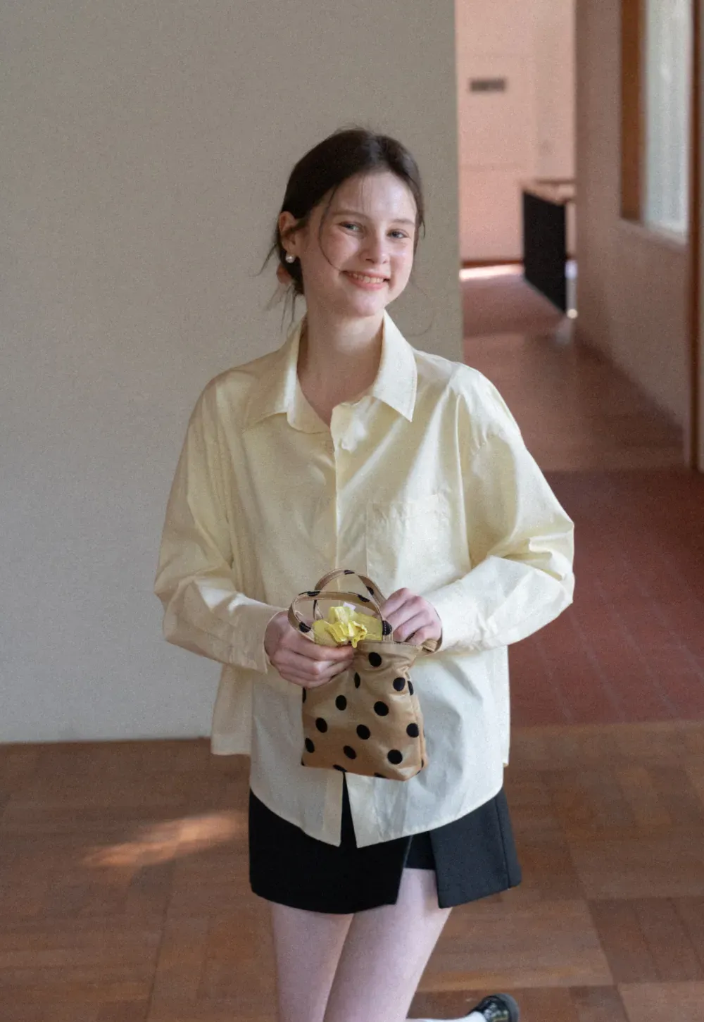 Plaid Skirt with Front Slit