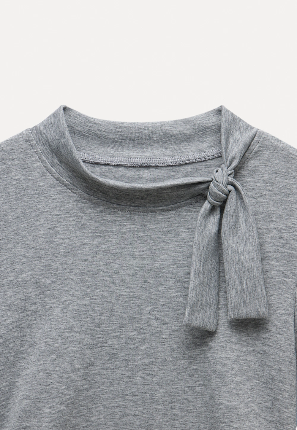 Tie Neck Long Sleeve Top and Asymmetrical Chiffon Skirt Set