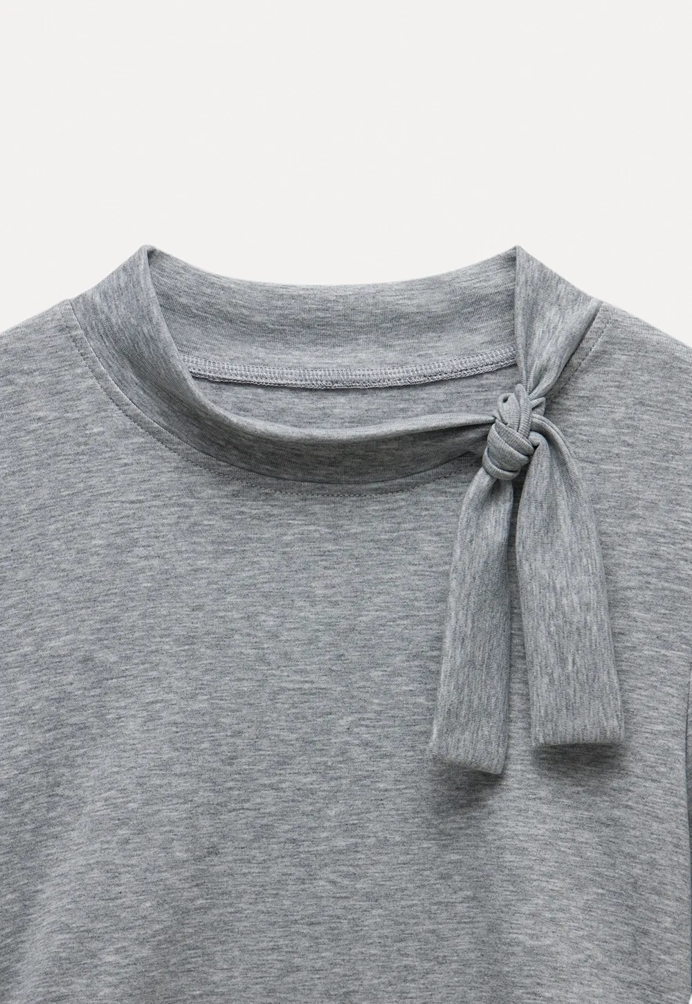 Tie Neck Long Sleeve Top and Asymmetrical Chiffon Skirt Set