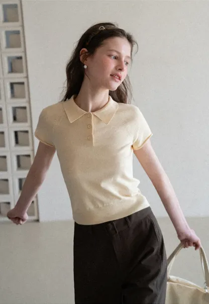 Short Sleeve Knit Polo Shirt