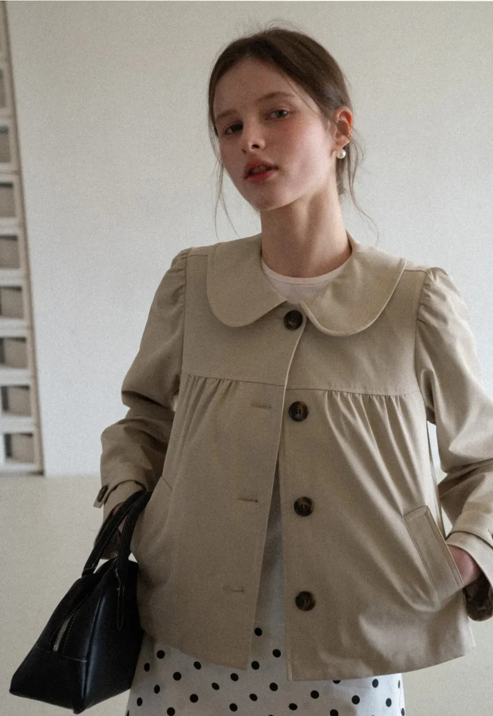Short Jacket with Peter Pan Collar and Buttons