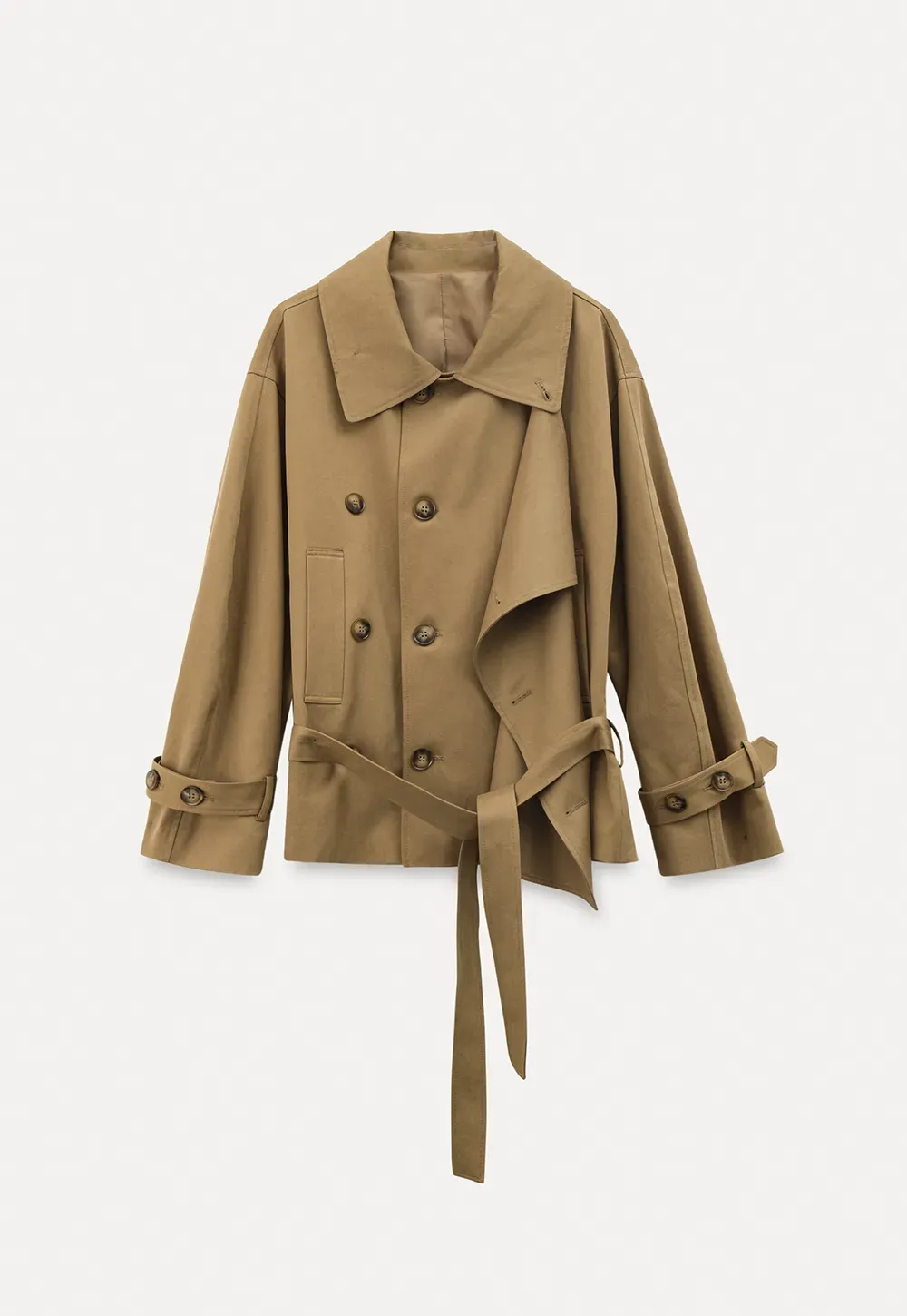 Double Breasted Short Jacket with Belted Waist