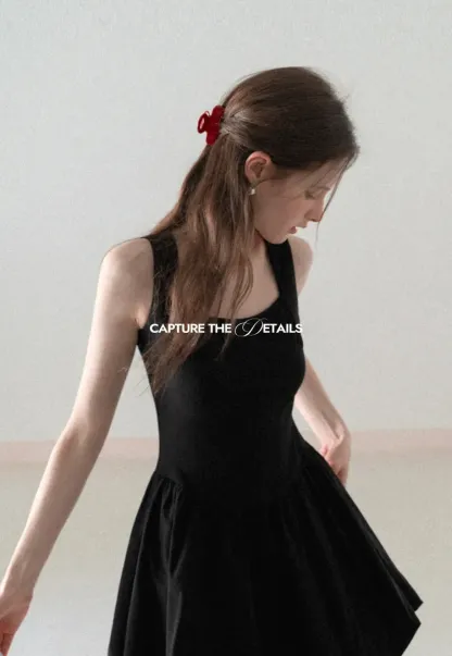 Sleeveless Square Neck Flared Mini Dress