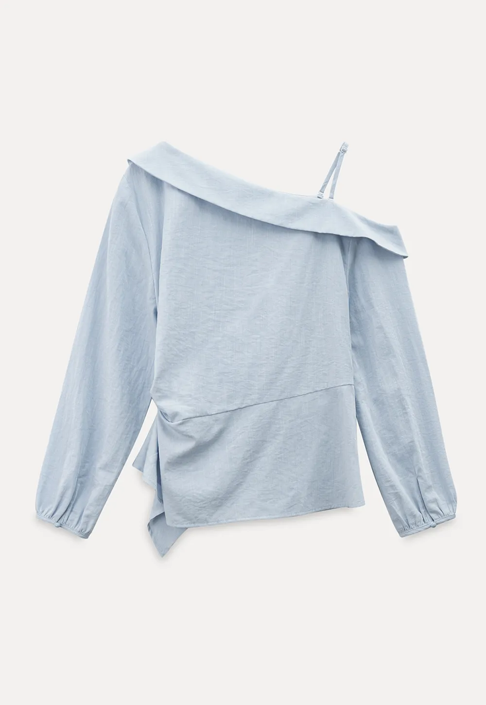 Off Shoulder Shirt with Ruched Sleeve Detail