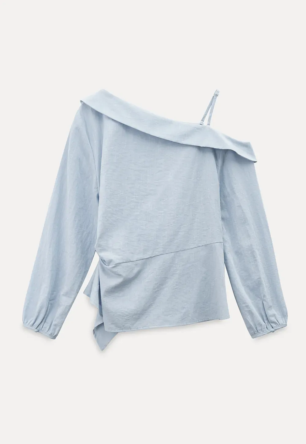 Off Shoulder Shirt with Ruched Sleeve Detail