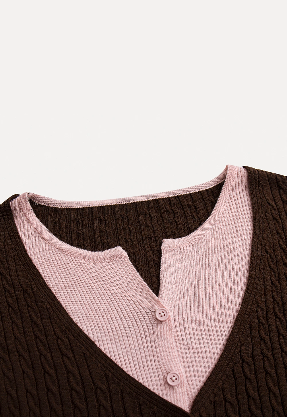 Two Tone Cable Knit Cardigan for Women