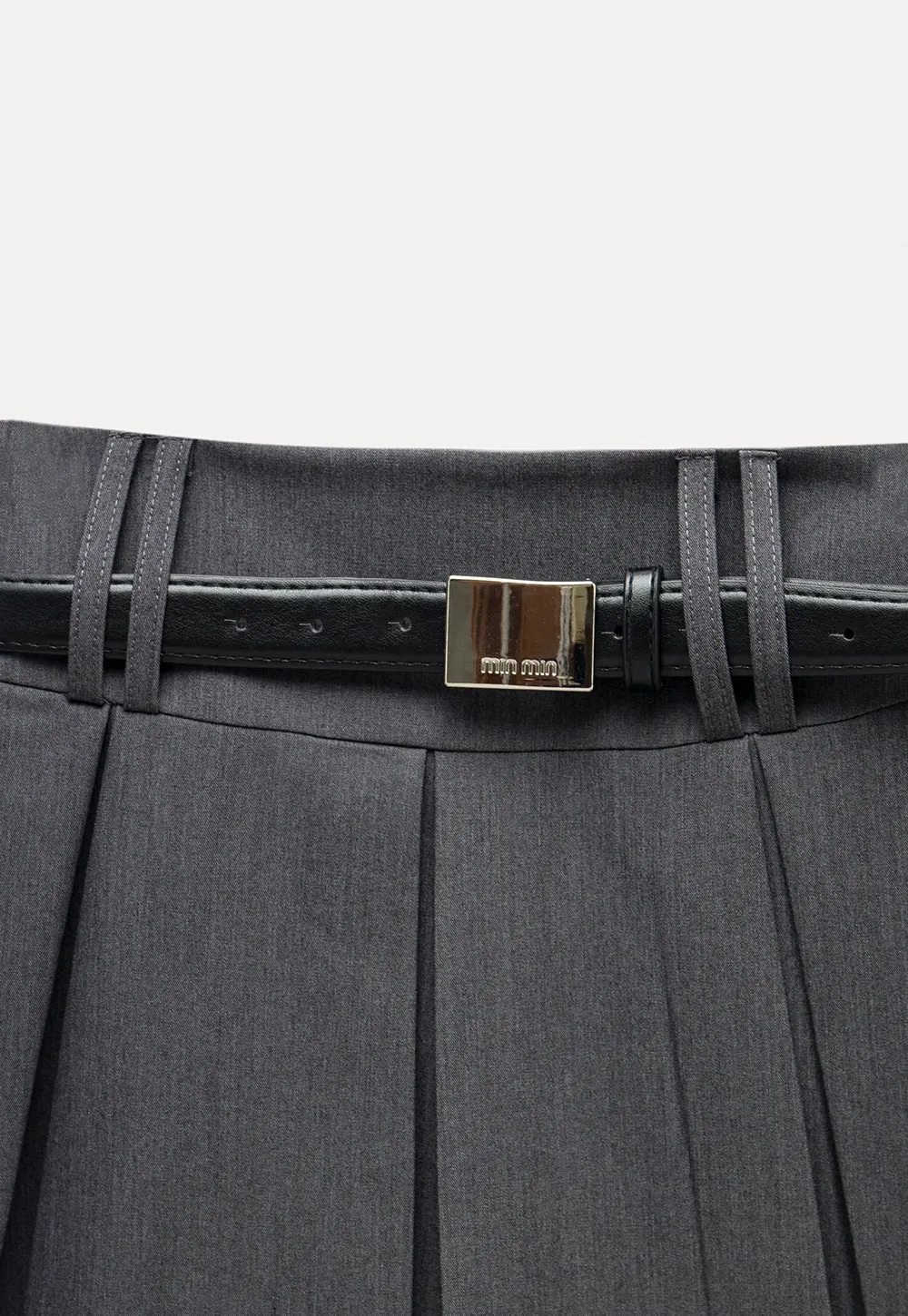 Pleated Layered Skirt Shorts with Belt
