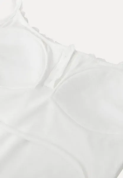 Lace Trim Button Front Tank Top