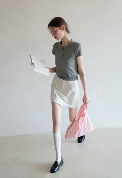 Short Sleeve Knit Polo Shirt