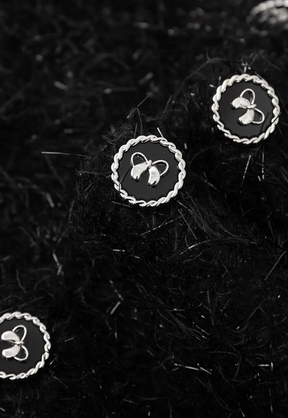 Fuzzy Knit Short Jacket with Button Detail