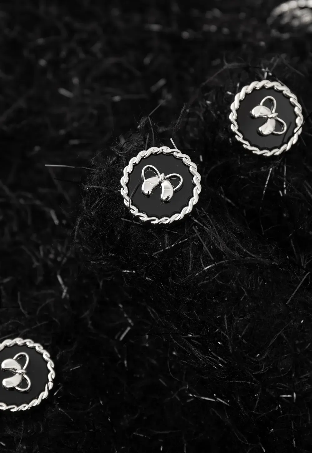 Fuzzy Knit Short Jacket with Button Detail