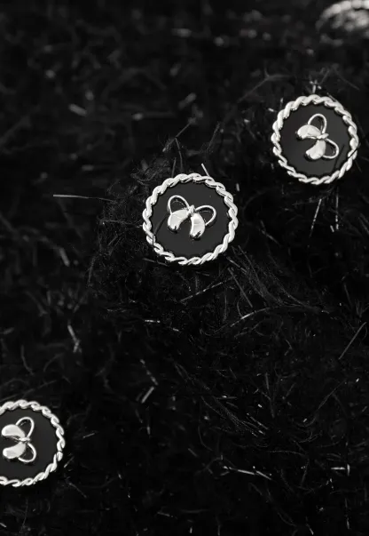 Fuzzy Knit Short Jacket with Button Detail