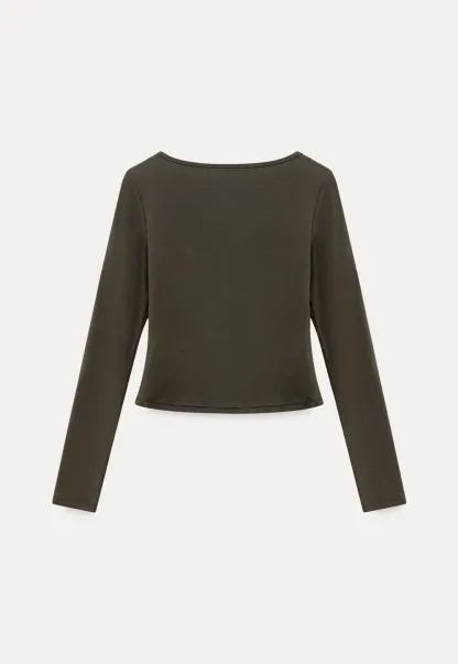 long sleeve boat neck slim fit top