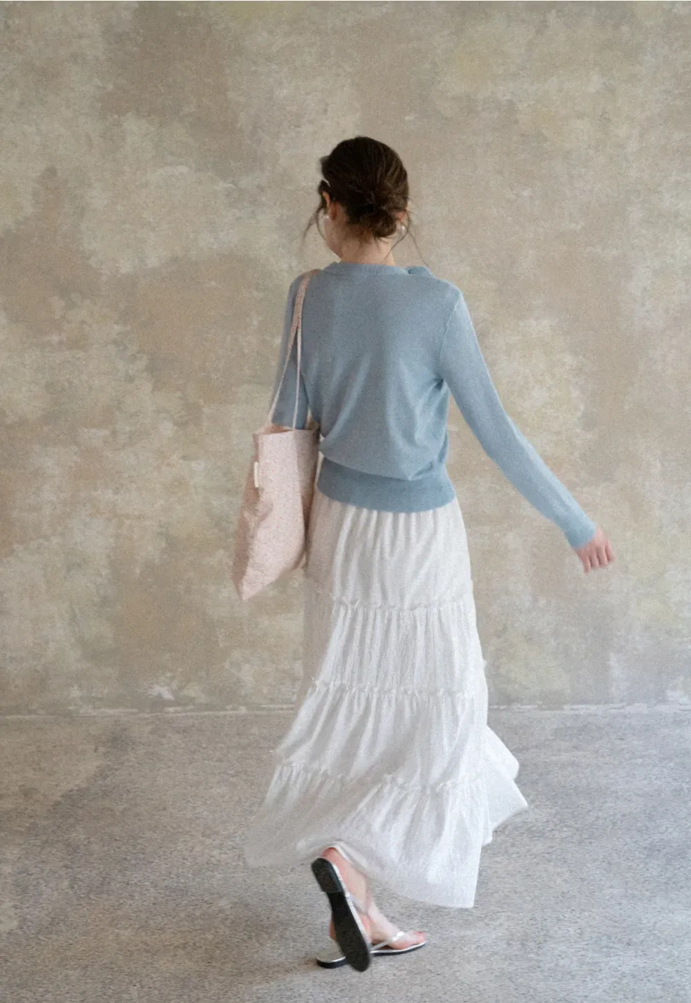 Lightweight Long Sleeve Knit Sweater with Ruffled Trim