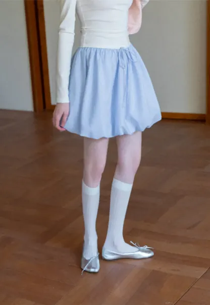 Puffed skirt with drawstring waist