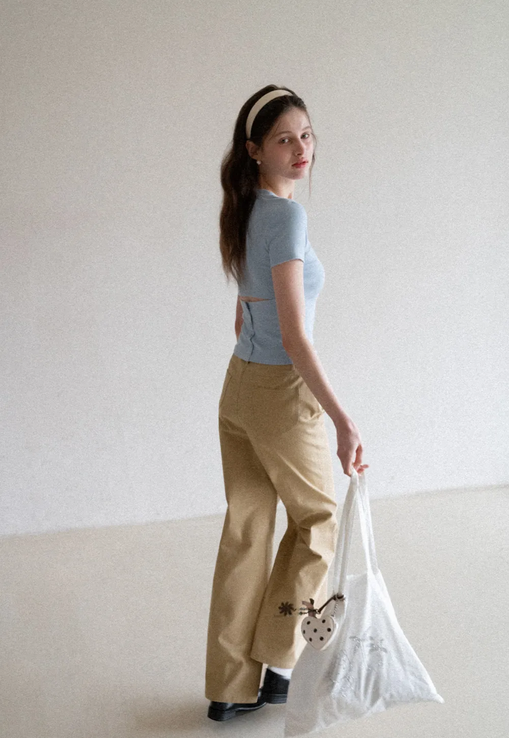 Wide Leg Casual Pants with Back Pockets