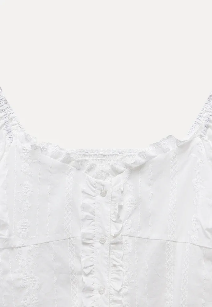 Women’s Puff Sleeve Ruffle Button Blouse