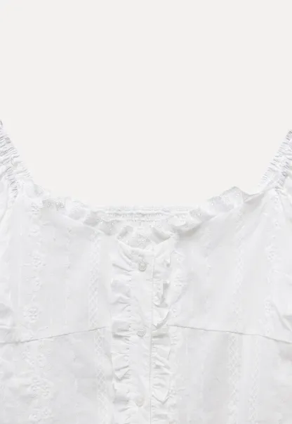 Women’s Puff Sleeve Ruffle Button Blouse